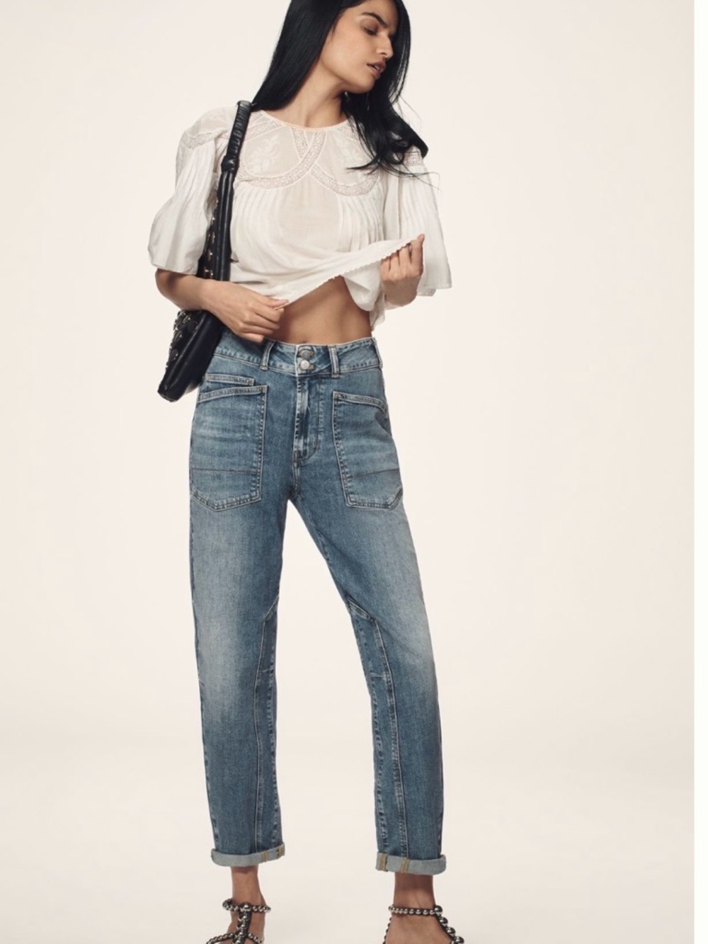 Pilcro Boyfriend Jeans in Medium Blue Wash